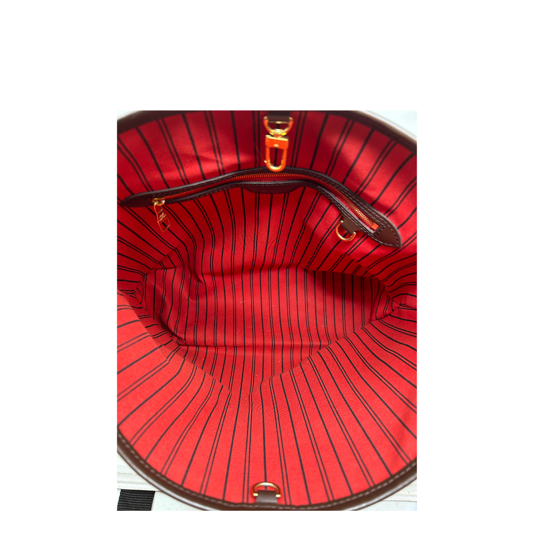 Louis Vuitton Delightful PM Damier Azur Bag Red Interior Authentic