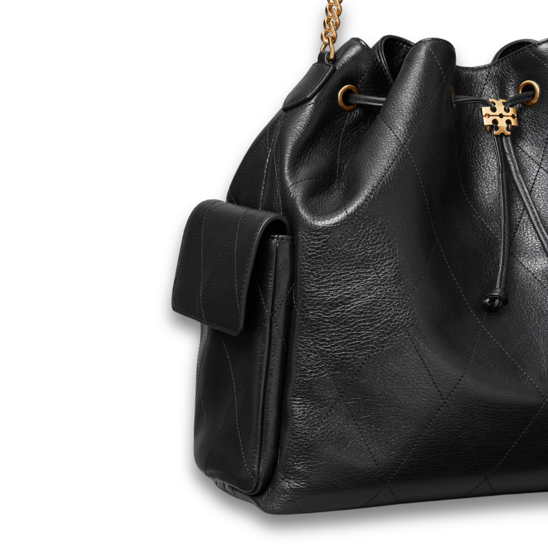 Tory Burch Charlie Quilted Large Drawstring Shoulder Bag