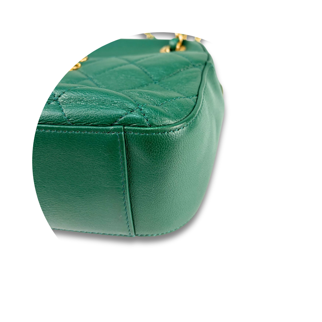 Chanel Green Chanel 19 Quilted Chain Infinity Camera Bag