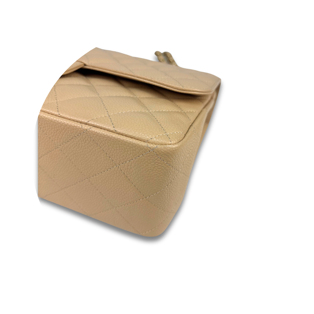 Chanel Beige Caviar Jumbo Double Flap