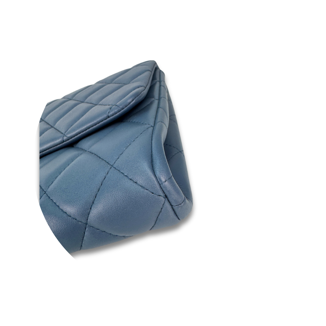 Chanel Blue Lambskin Classic Flap Clutch