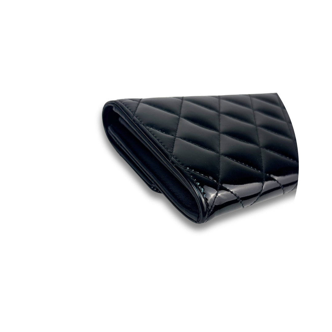 Chanel Black Patent Classic Flap Wallet