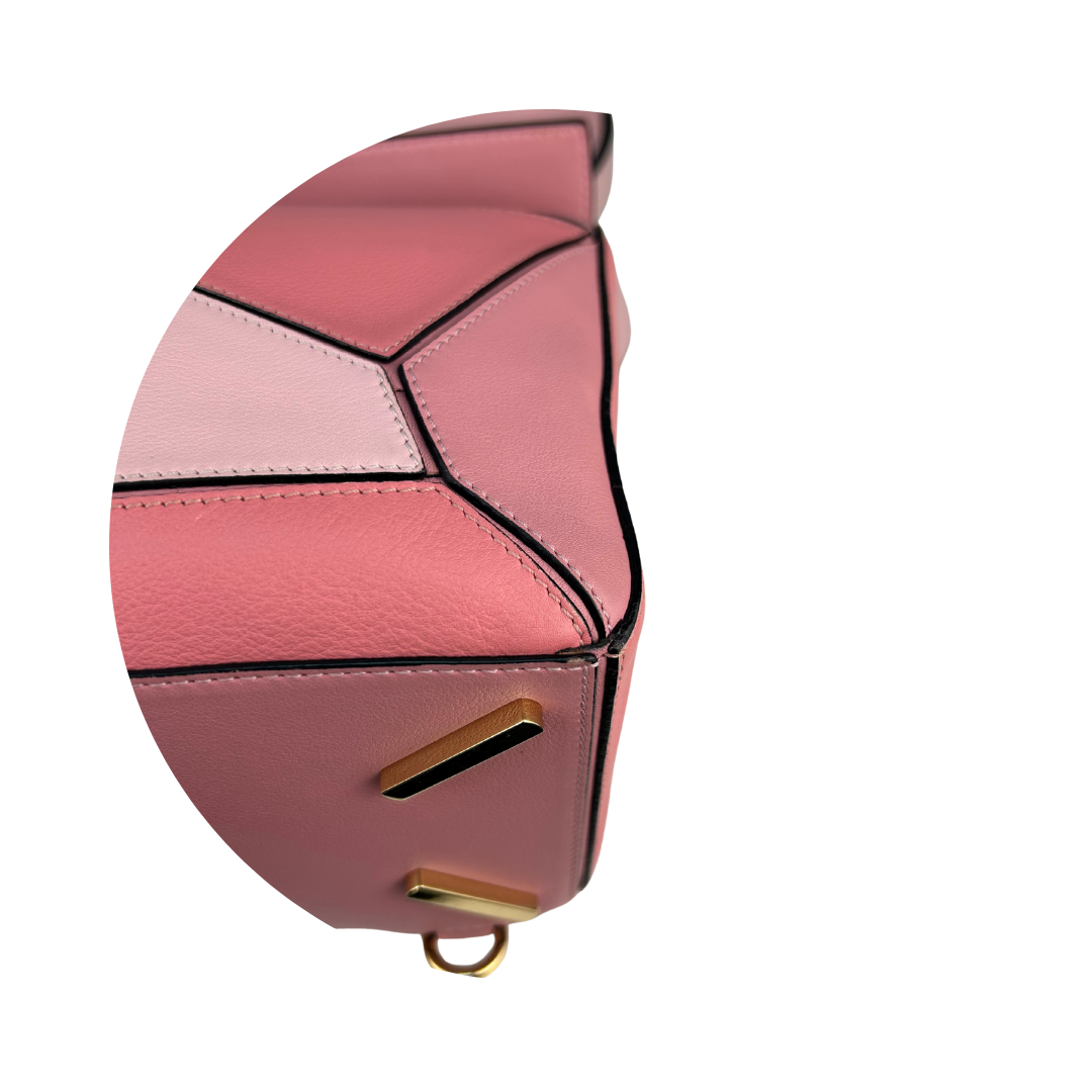 Loewe Pink Colorblock Medium Puzzle Bag Leather