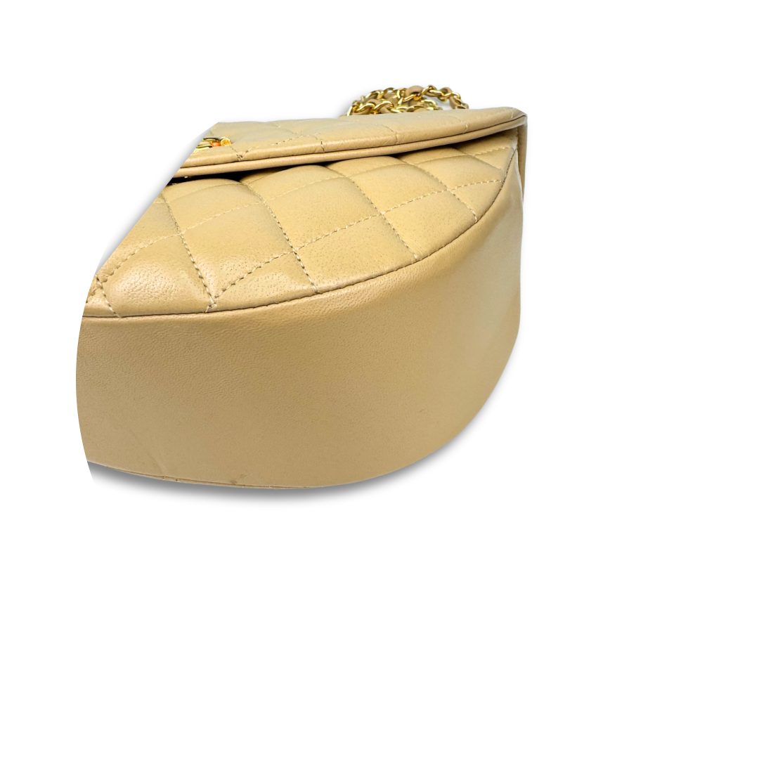 Chanel Beige Halfmoon Single Flap