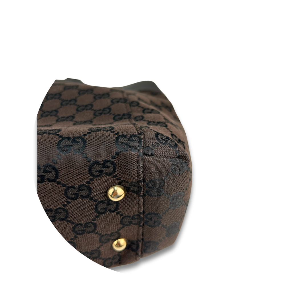 Gucci Dark Brown Canvas Crest Tote