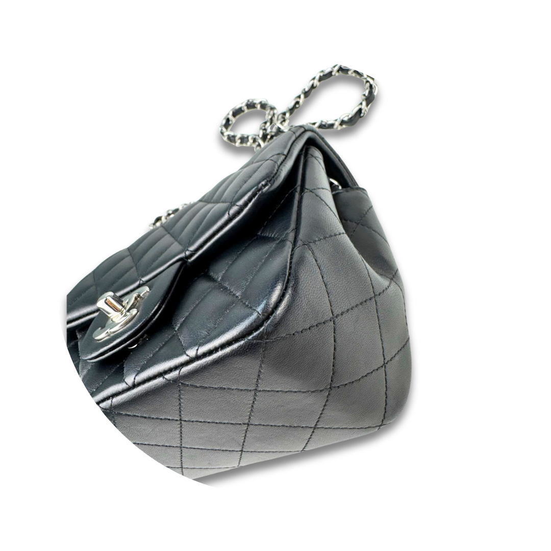 Chanel Black Lambskin Classic Square Mini