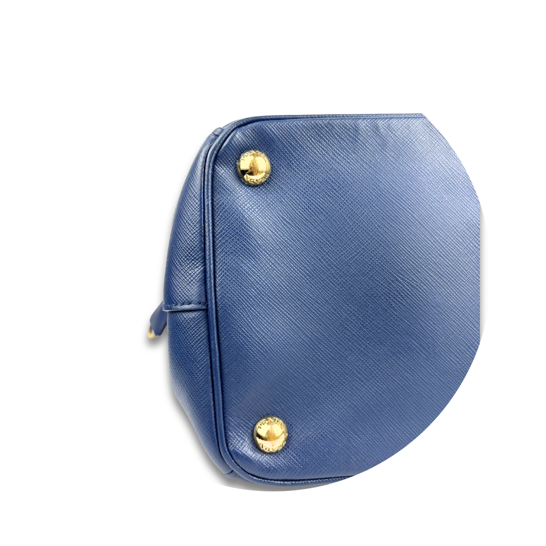 Prada Navy Saffiano Medium Double Zip Galleria