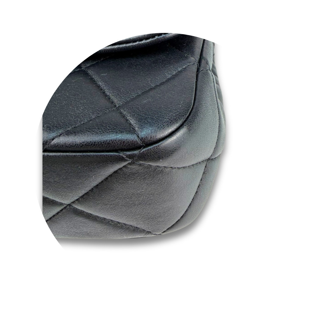 Chanel Black Lambskin Double Pearl Mini Flap