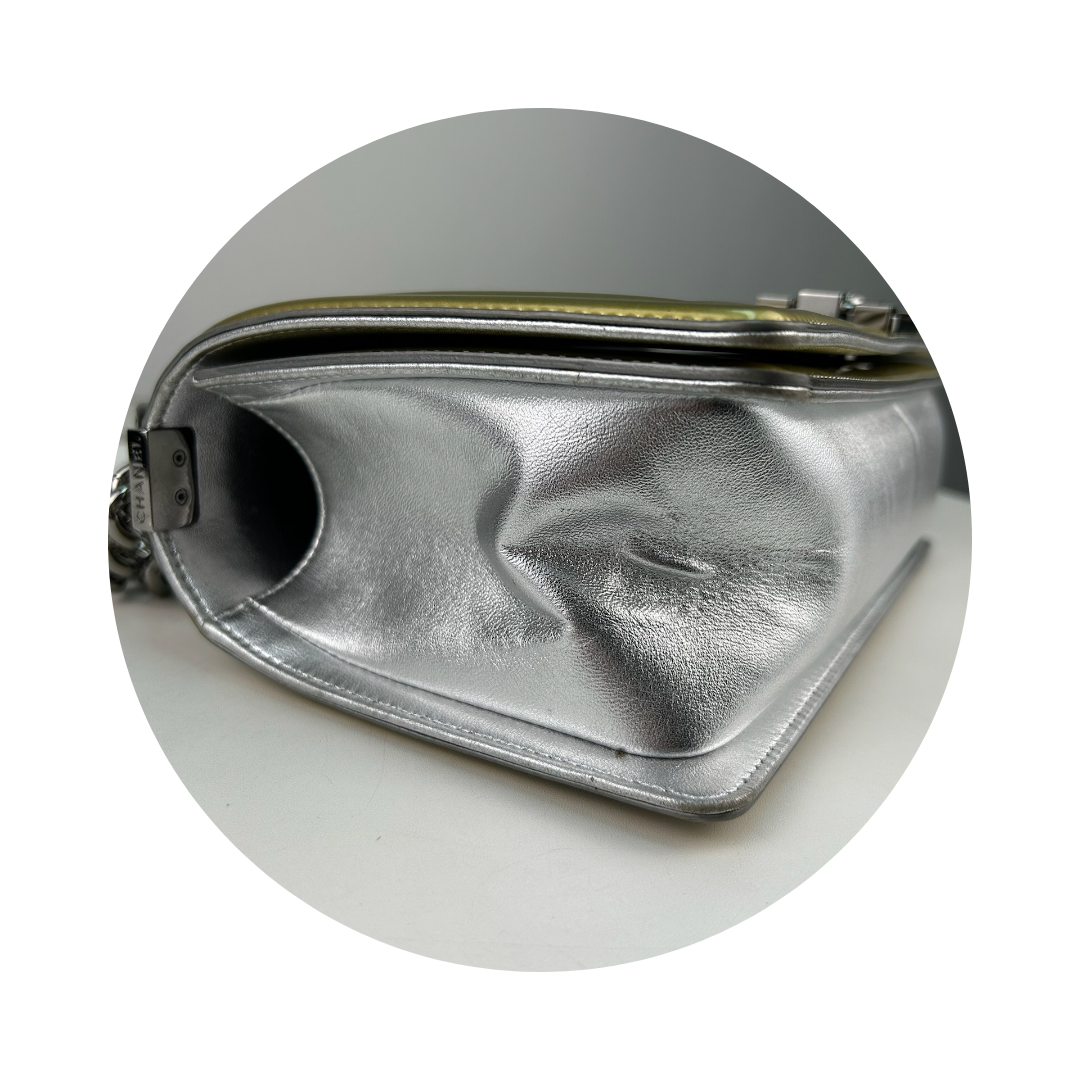 Chanel Metallic Patent Leather Medium Boy Bag