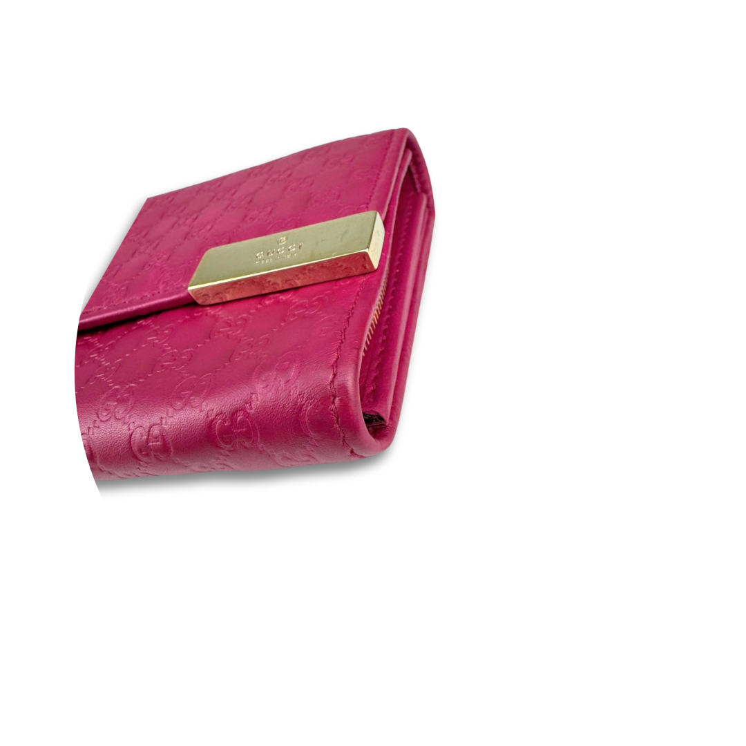 Gucci Hot Pink Microguccissima Flap Wallet