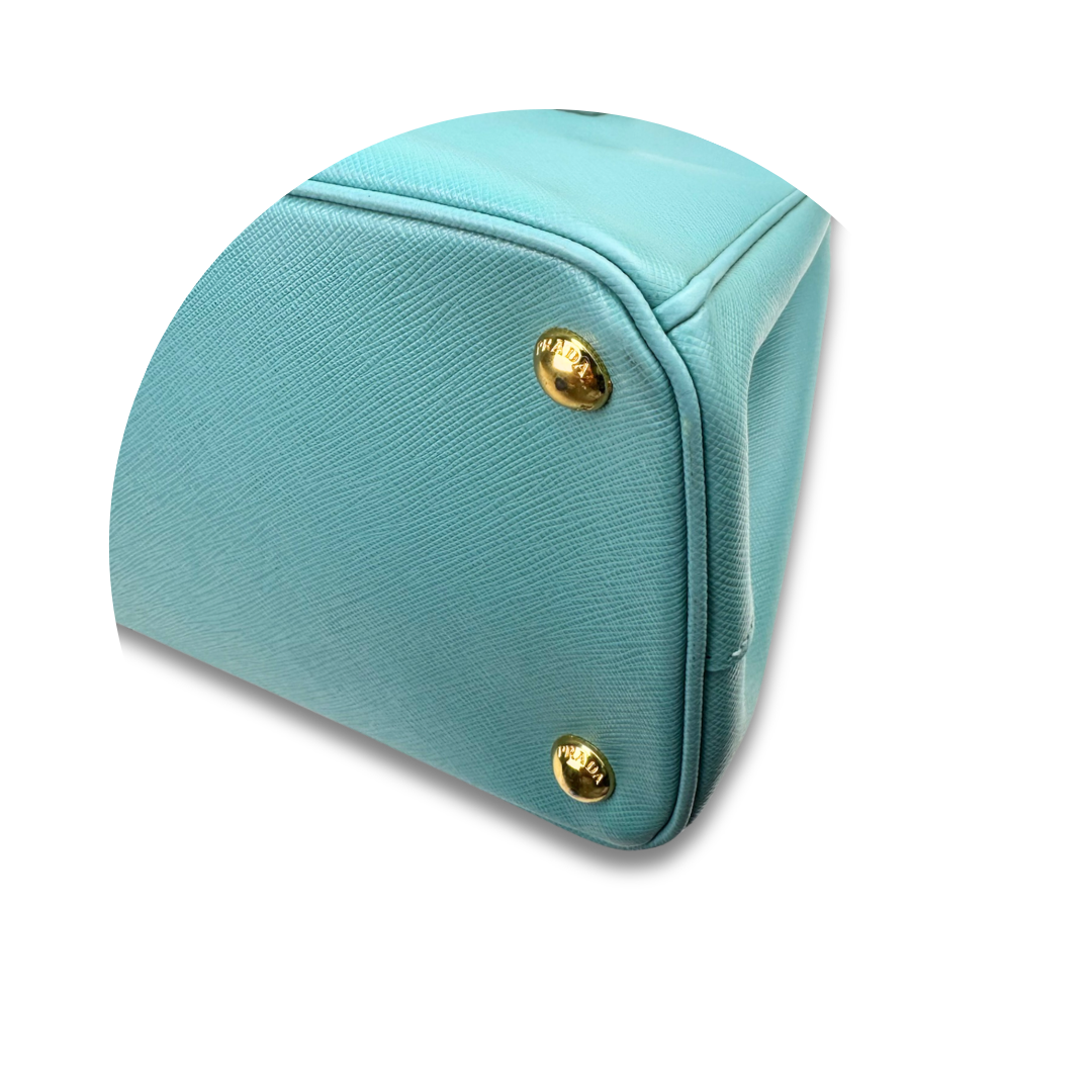 Prada Small Turquoise Double Zip Galleria