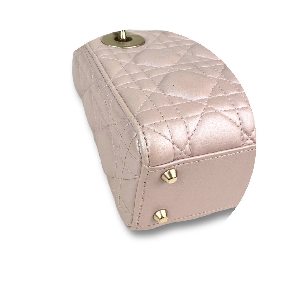 Dior Metallic Rose Gold Mini Lady Dior