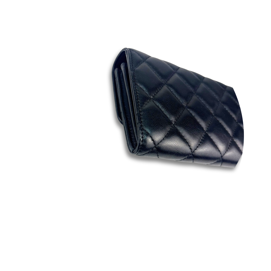Chanel Black Lambskin Classic Flap Wallet