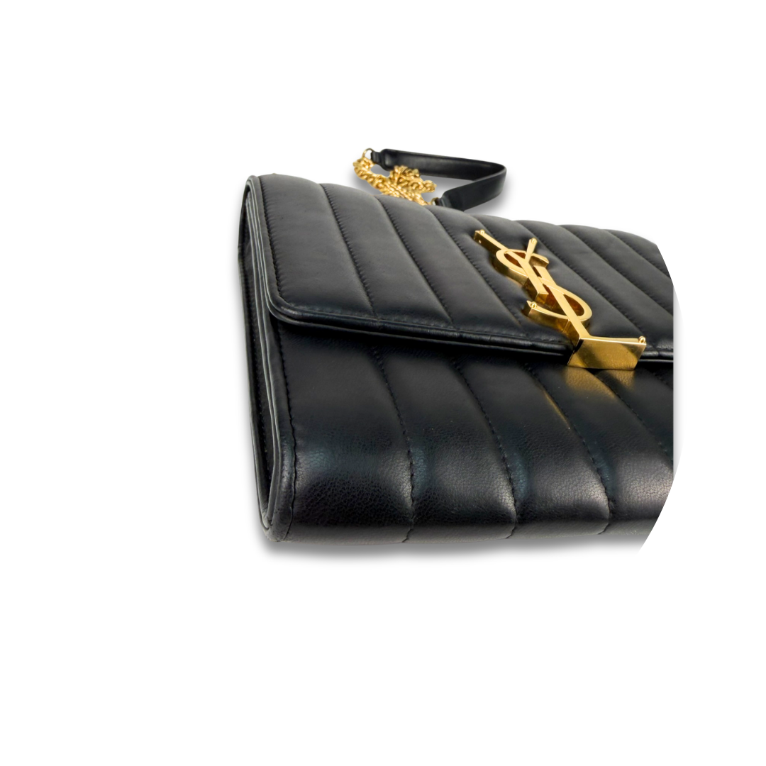 YSL Black Vicky Chain Wallet