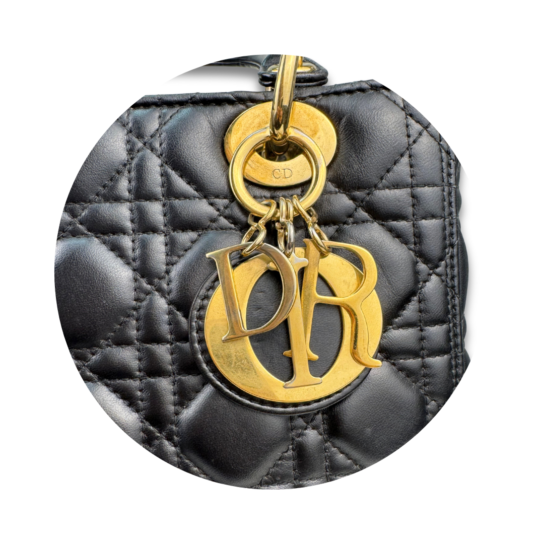 Dior Black Lambskin Medium Lady Dior
