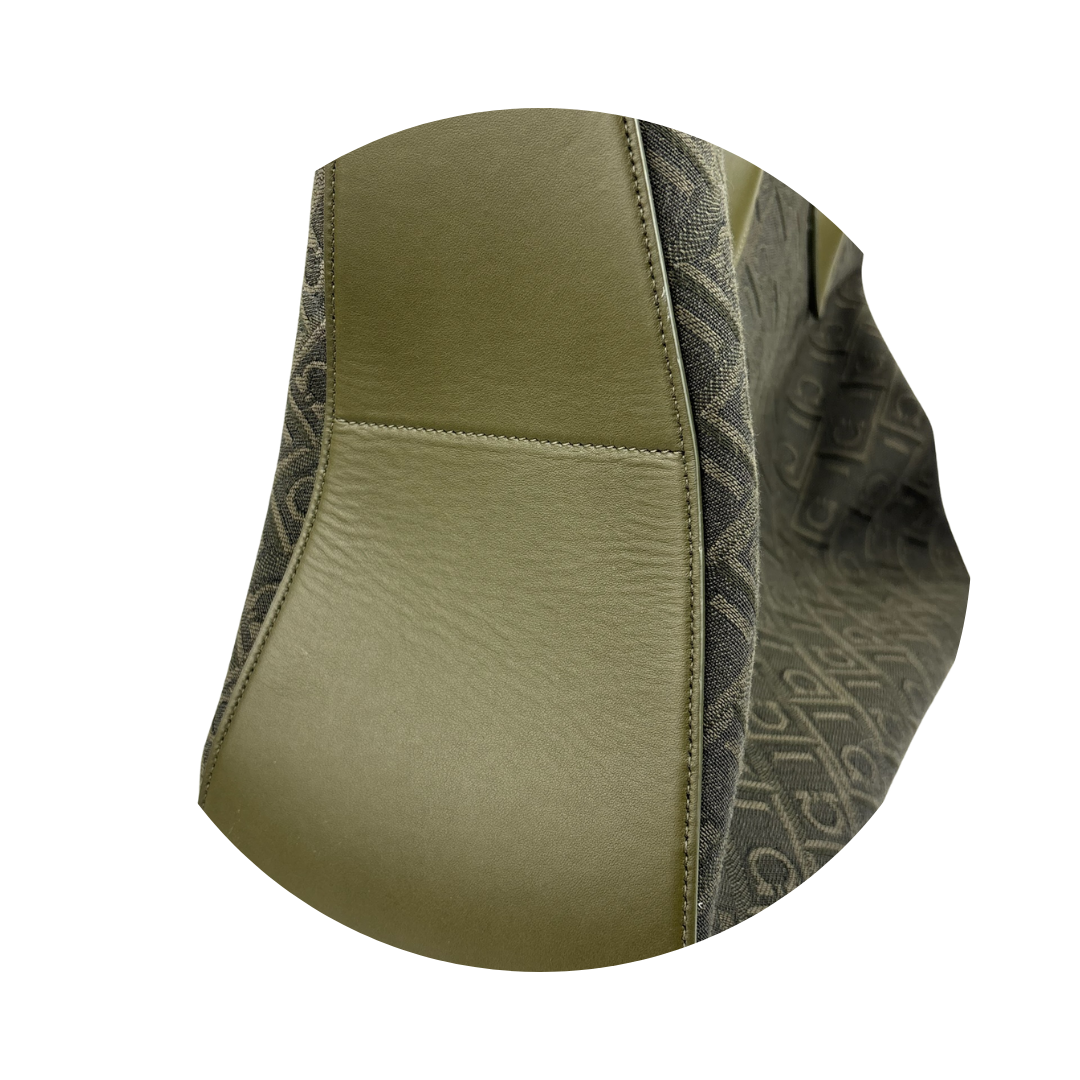 Ferragamo Green Jacquard Top Handle Tote