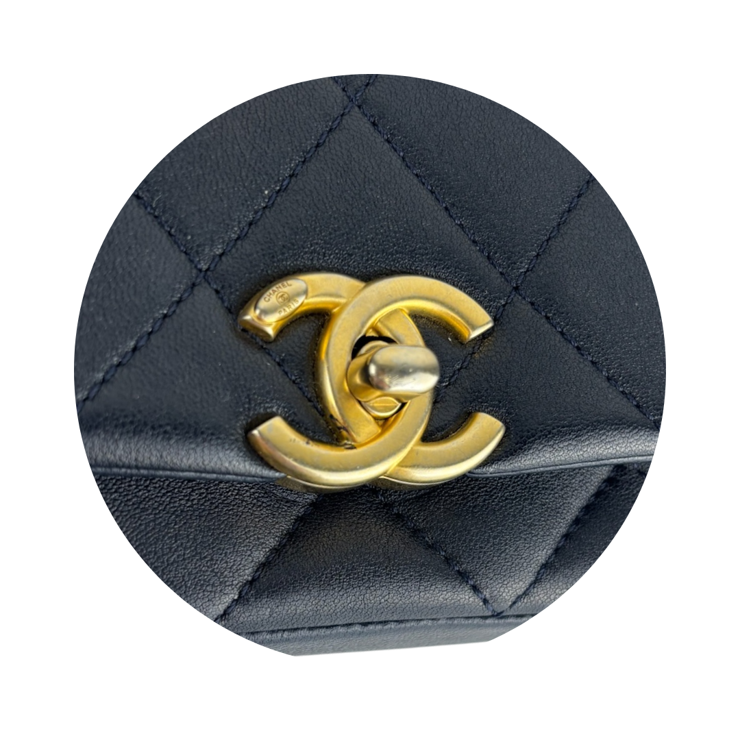 Chanel Navy Lambskin Chain Is More Small Flap