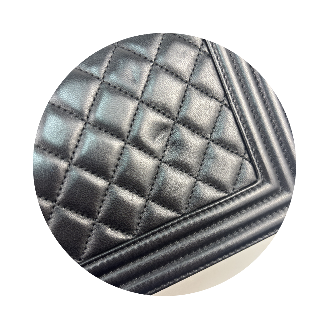 Chanel Black Calfskin Old Medium Boy Bag