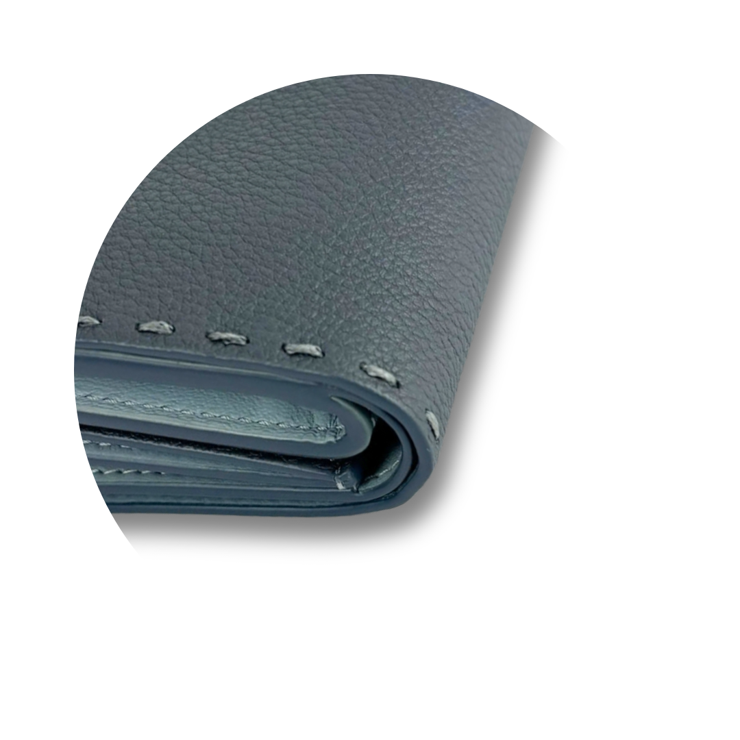 Fendi Blue Peekaboo Micro Trifold Wallet
