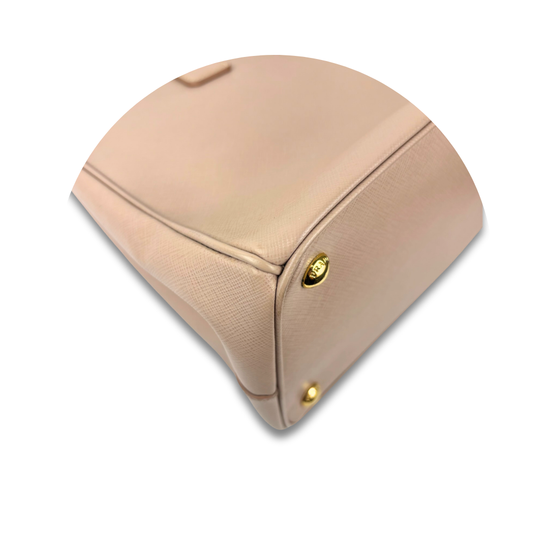 Prada Beige Saffiano Medium Double Zip Galleria