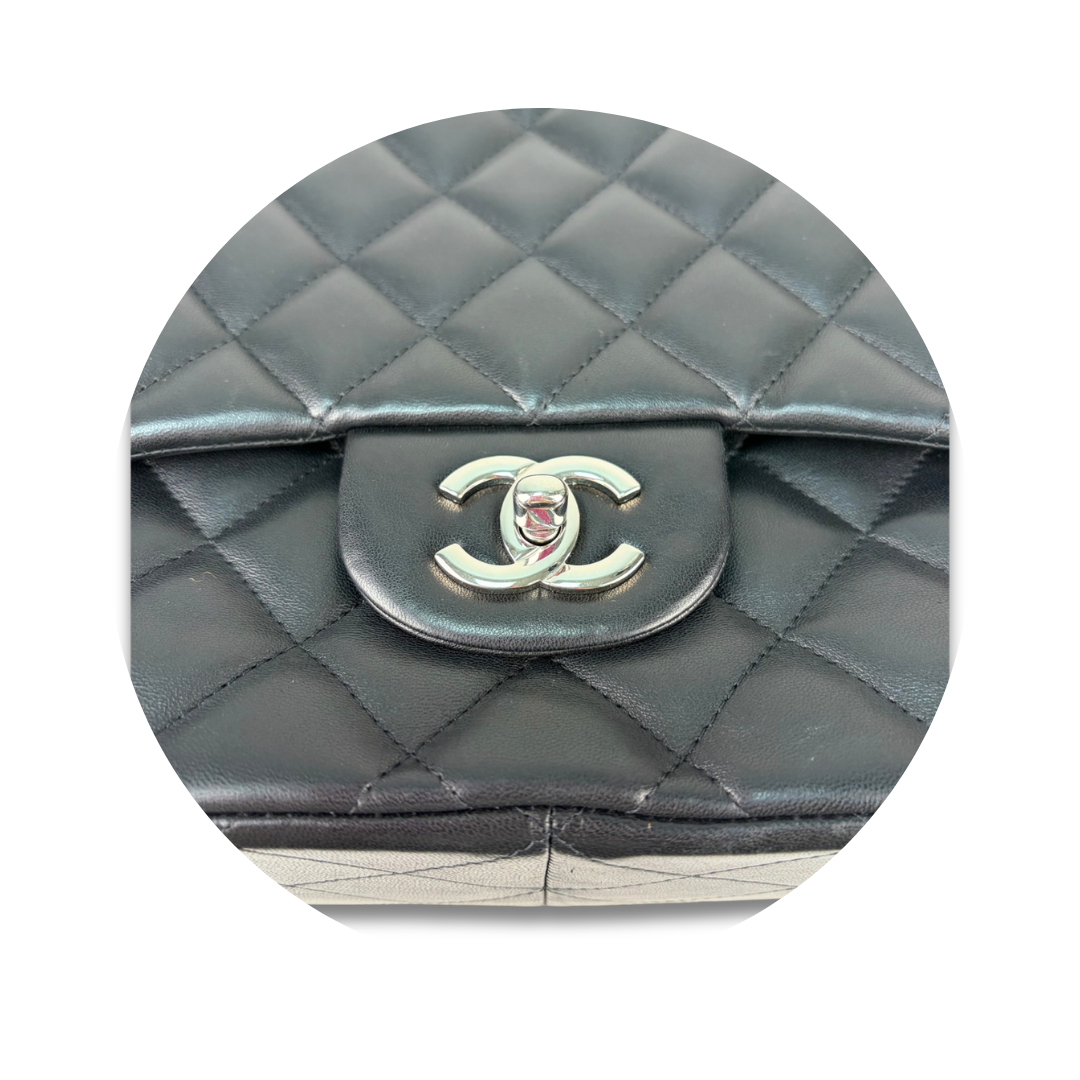 Chanel Black Lambskin Jumbo Single Flap