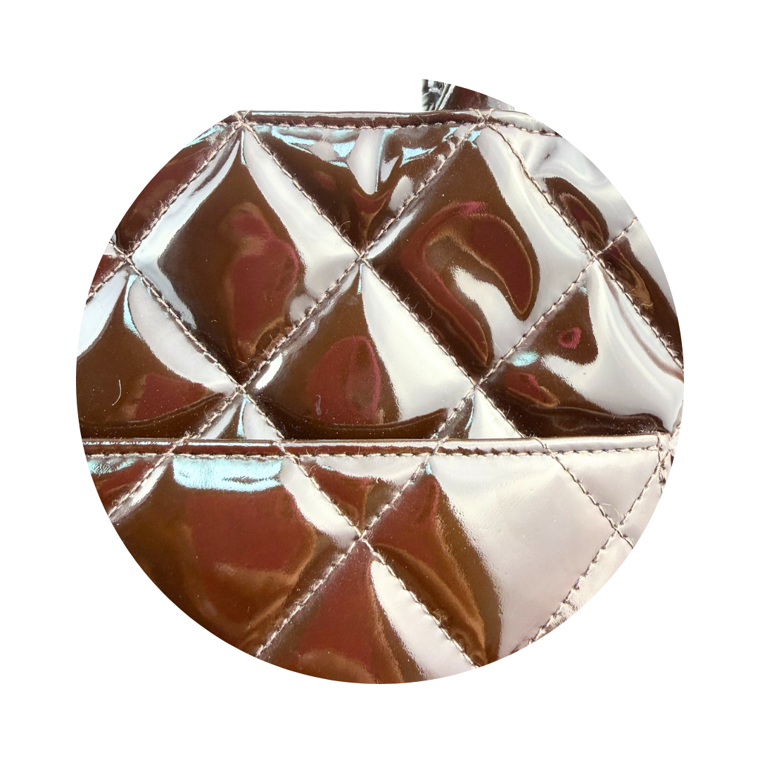 Chanel Brown Patent Leather Medallion Tote