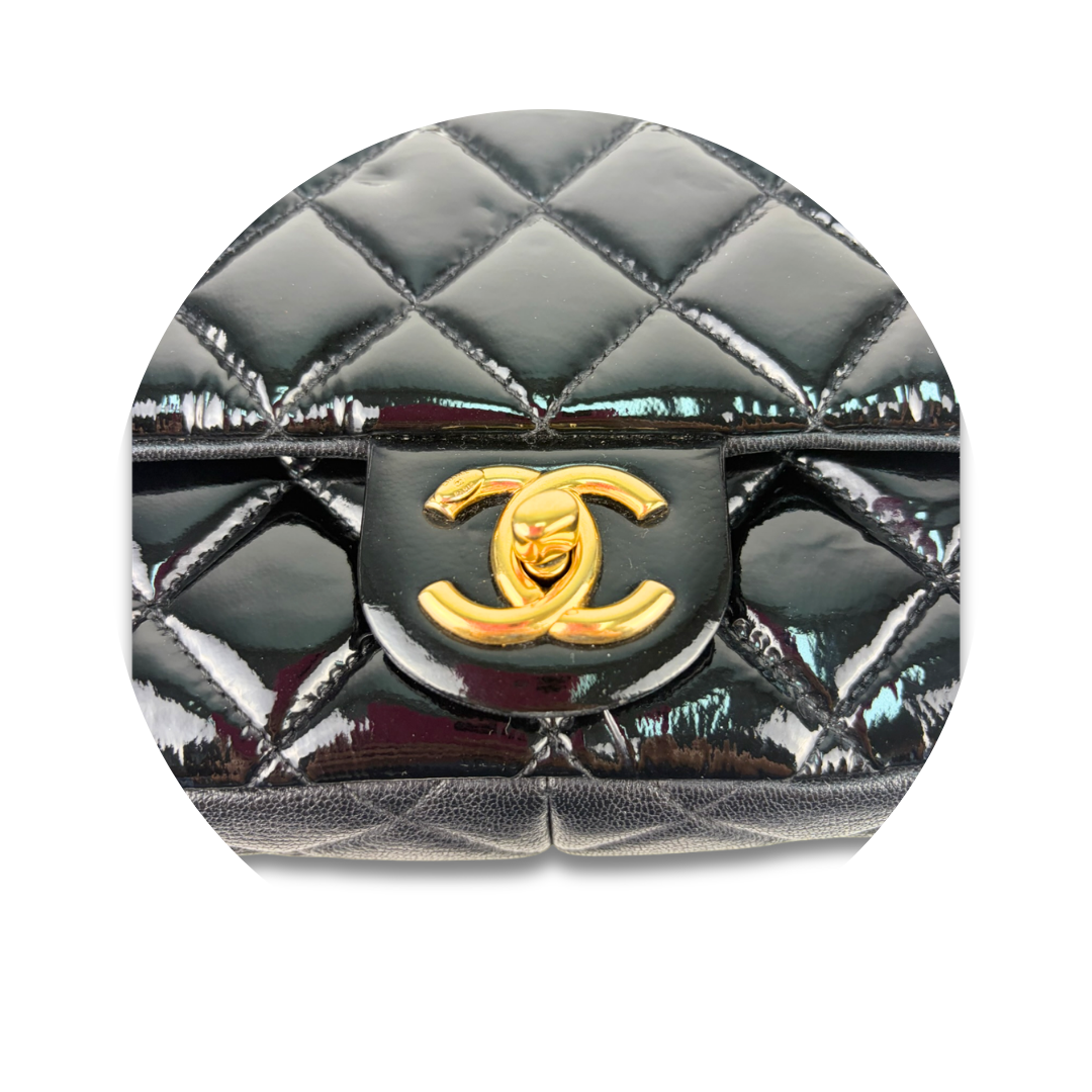 Chanel Patent Goatskin Small CC Eyelet Flap