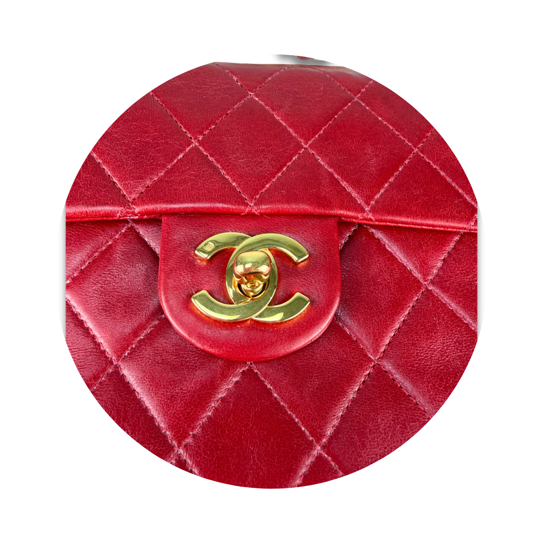Chanel Classic Red Lambskin Square Mini