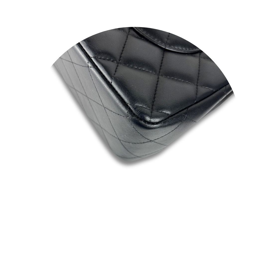 Chanel Black Lambskin Classic Jumbo Double Flap