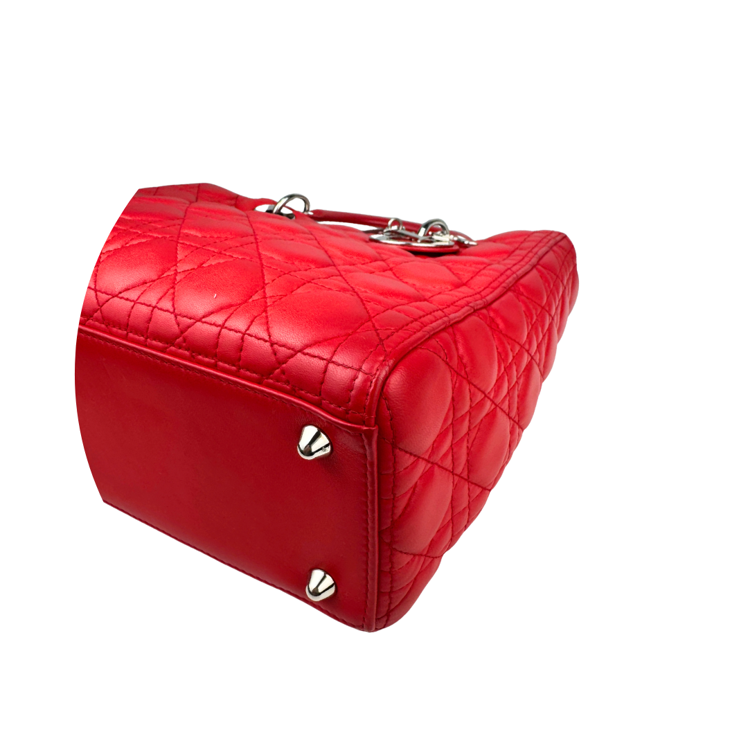 Dior Red Lambskin Large Lady Dior