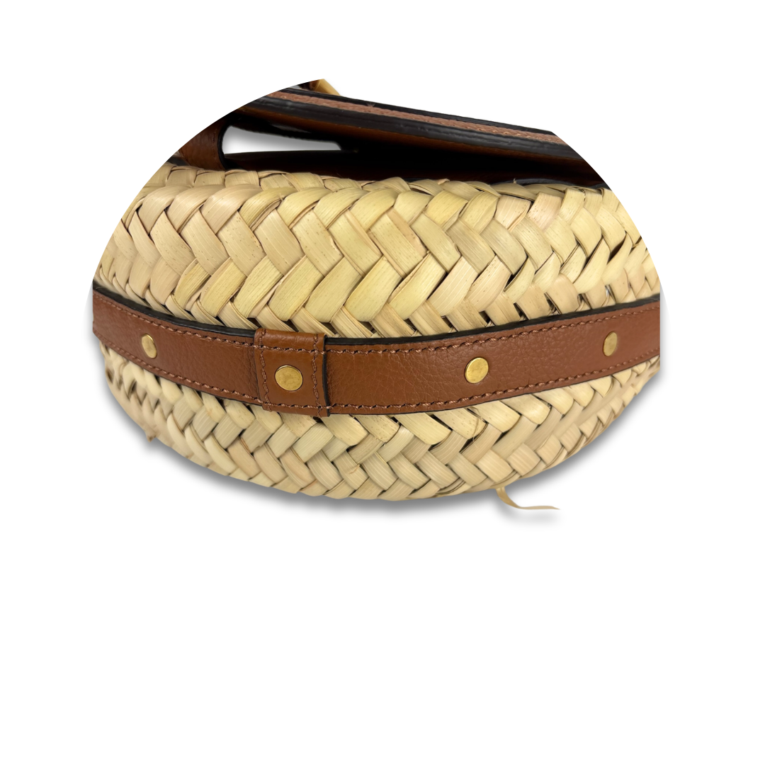 Chloe Marcie Basket Raffia and Leather Small Crossbody
