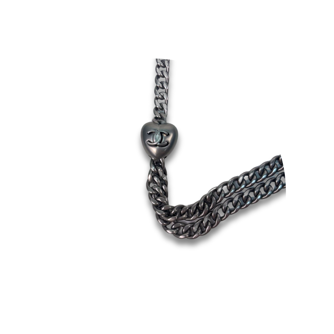 Chanel Camellia Denim Sweetheart Adjustable Chain Vanity Case