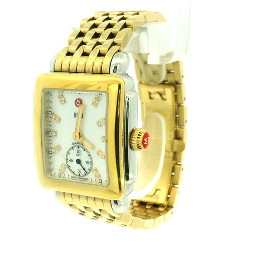 Michele Yellow Gold Diamond Deco Watch