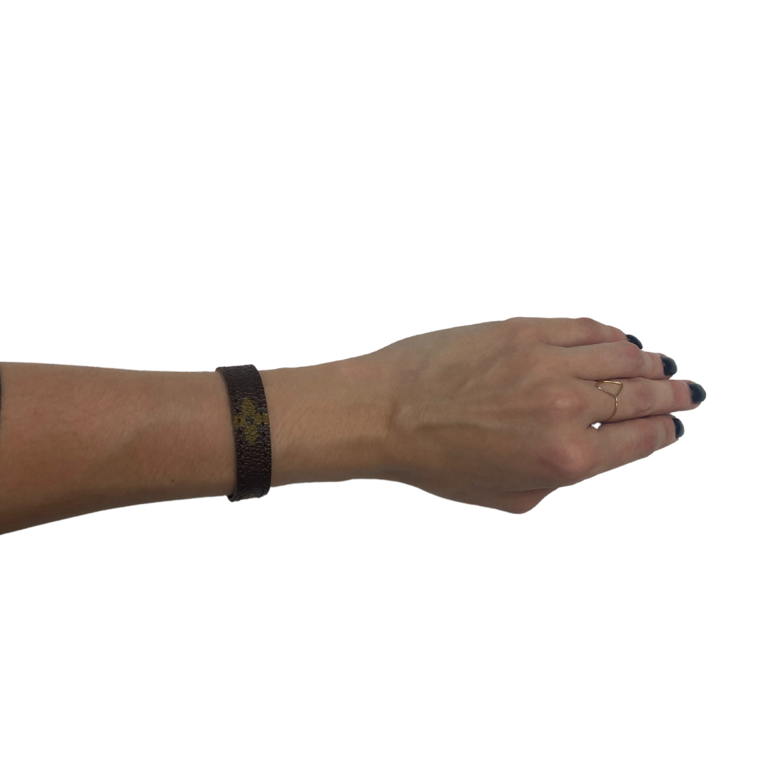 Repurposed Handpainted Monogram LV Leather Cuff Bracelet Suzy T Designs