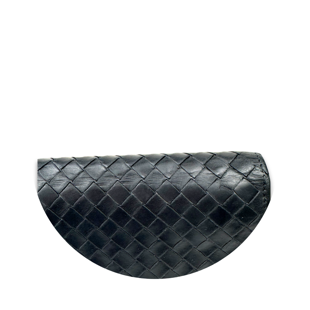 Bottega Veneta Black Intrecciato Long Bifold Wallet