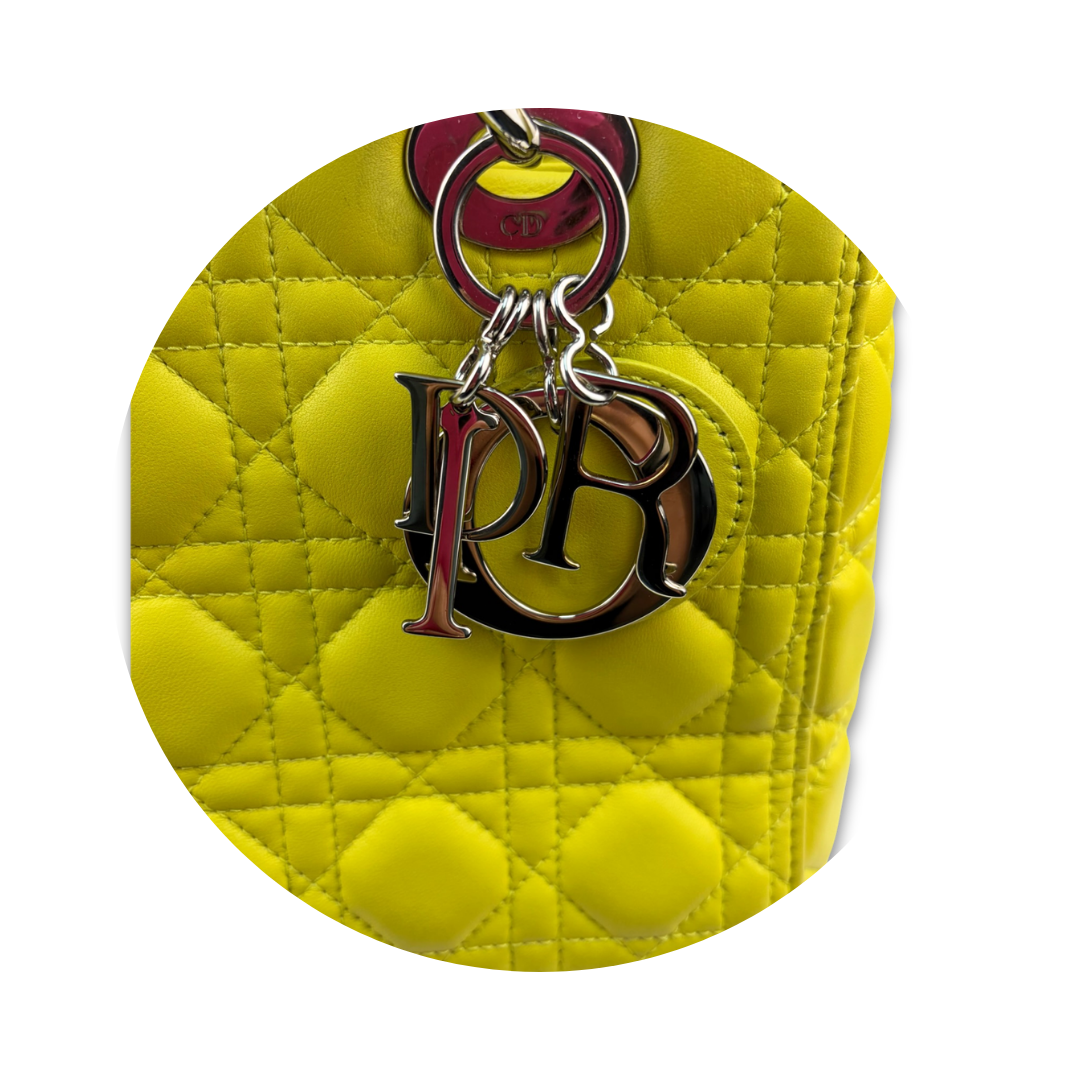 Dior Medium Yellow Lambskin Lady Dior