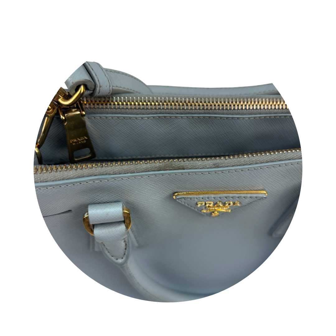 Prada Mini Light Blue Double Zip Galleria