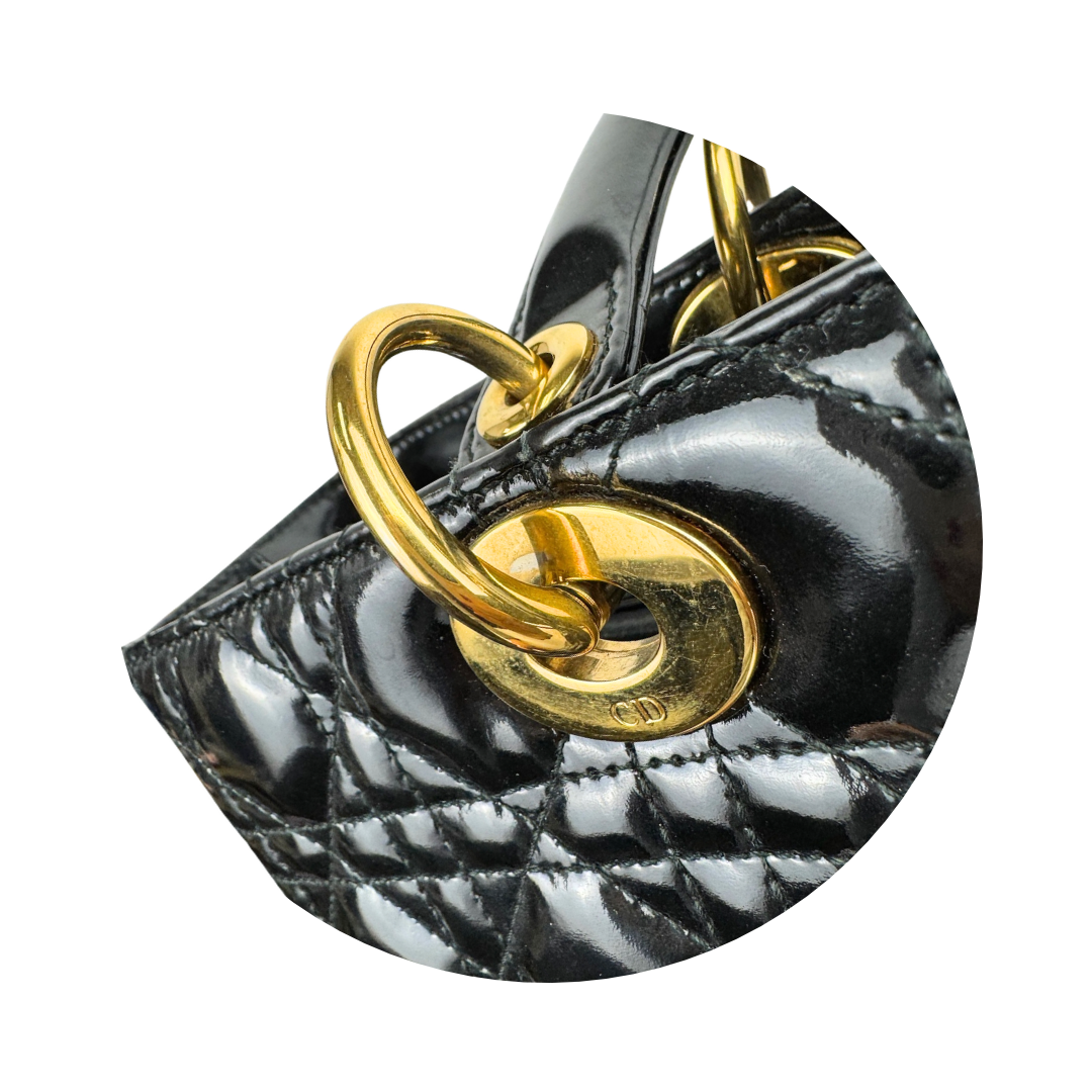Dior Black Patent Large Lady Dior