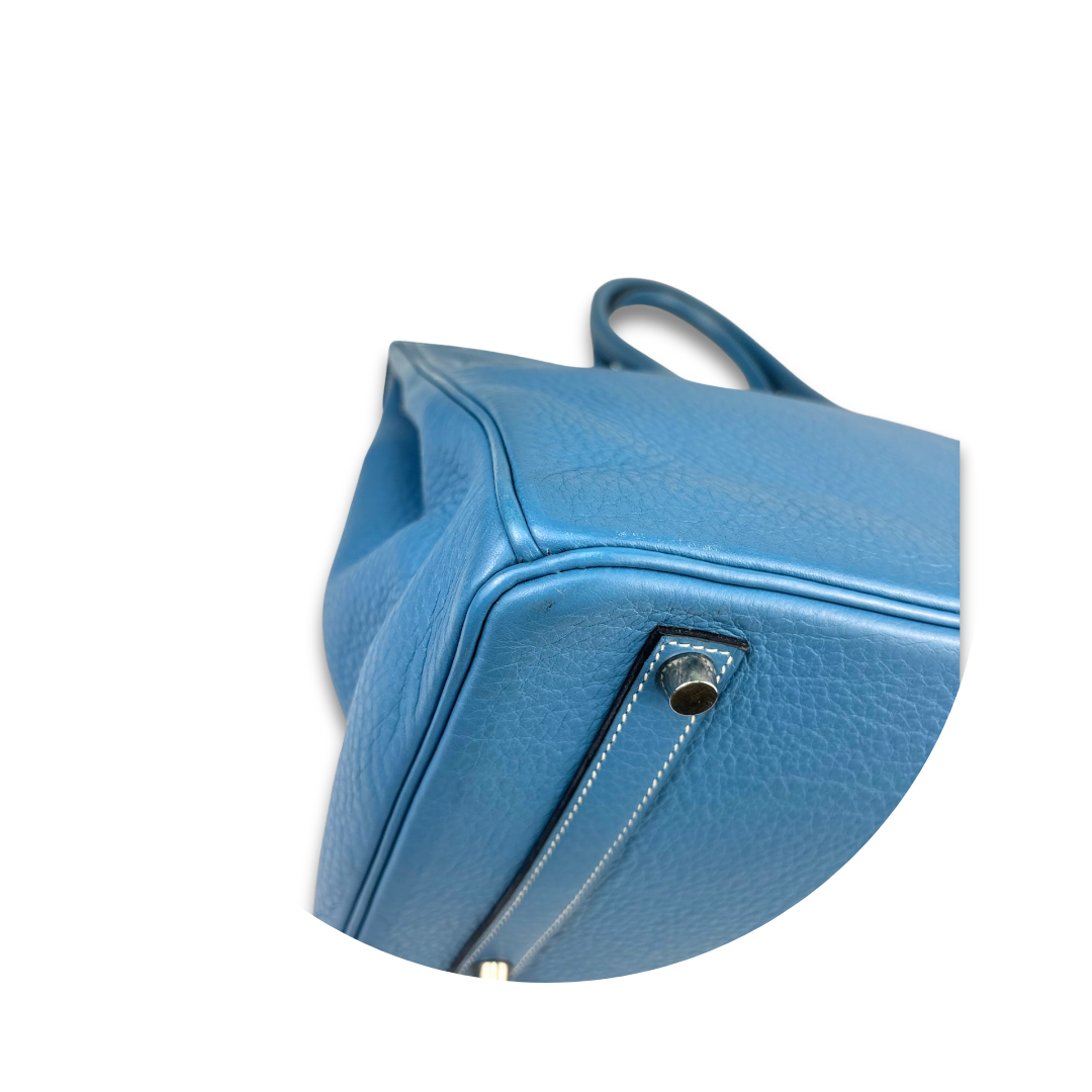 Hermès Clemence Birkin 35 Blue Jean