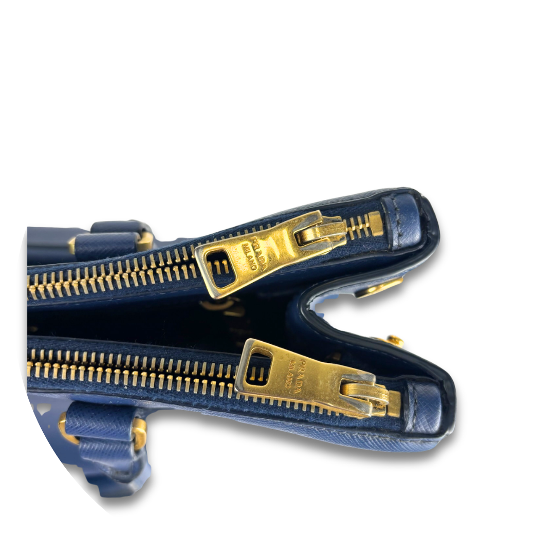 Prada Blue Medium Galleria Double Zip