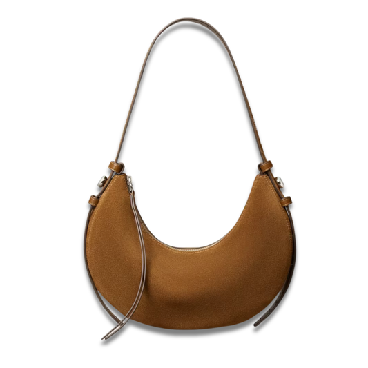 Tory Burch Romy Studded Suede Half Moon Bag