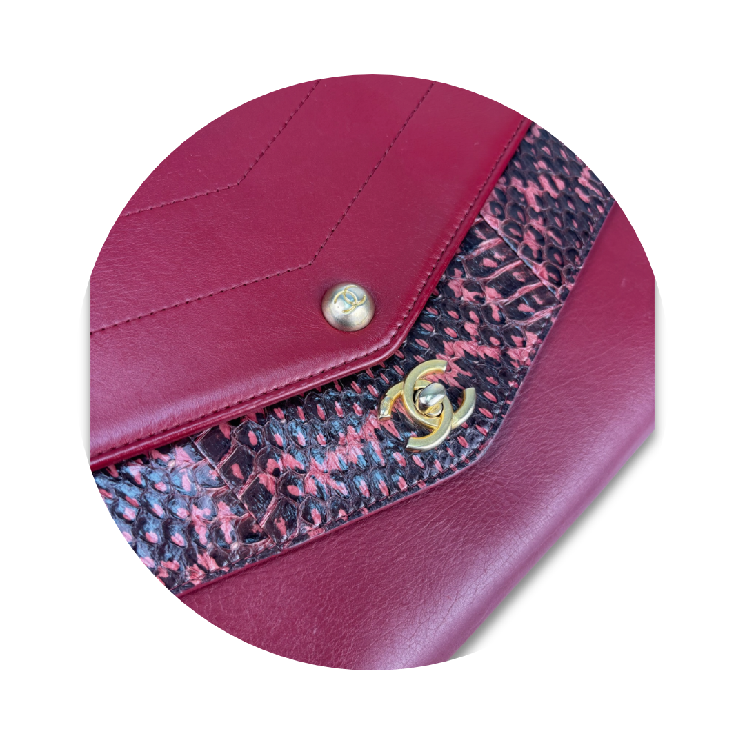Chanel Elaphe Double Chevron Envelope Clutch