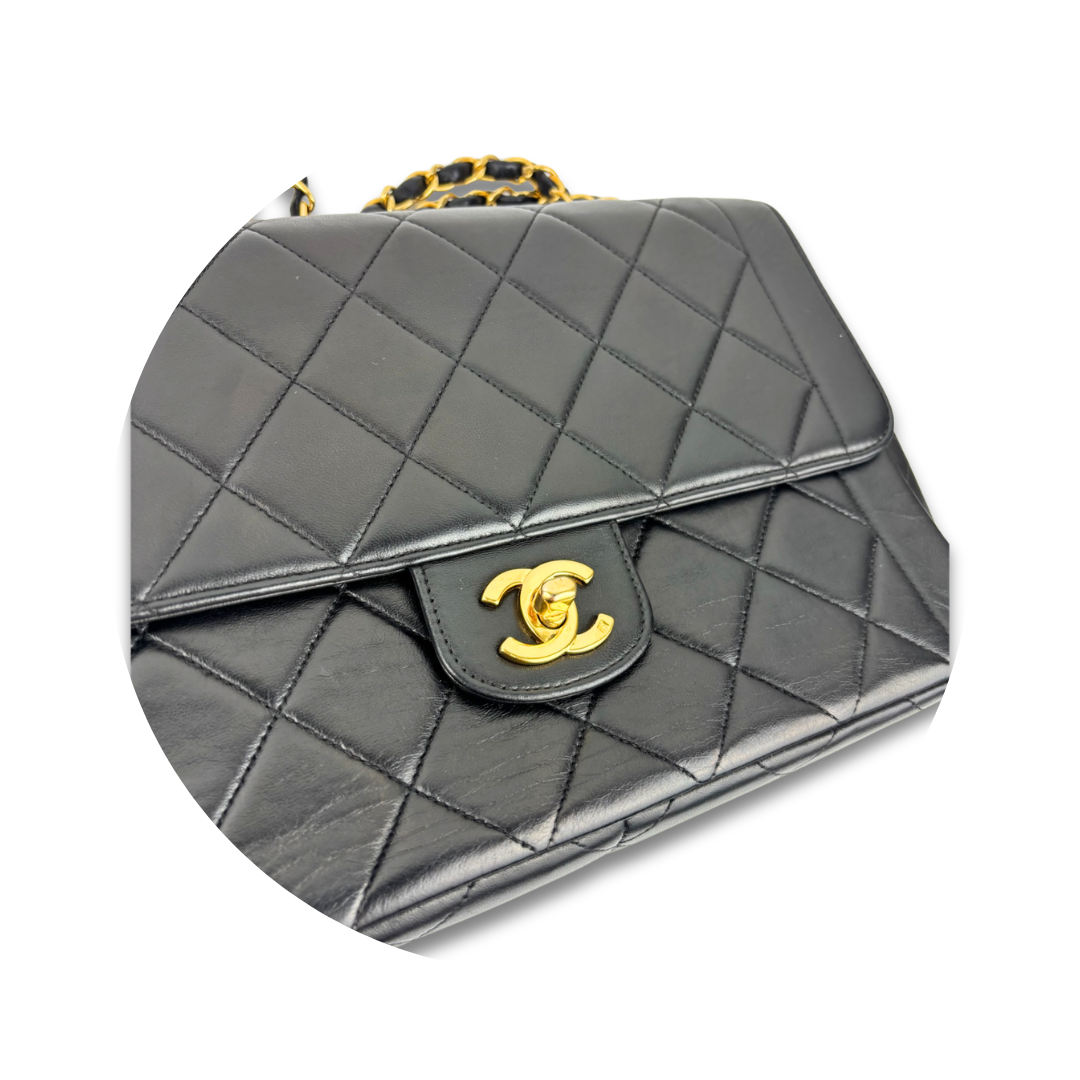 Chanel Black Lambskin Square Single Flap