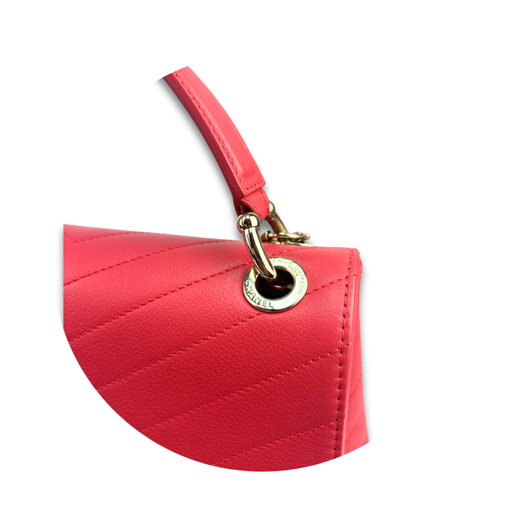 Chanel Pink Chevron Chic Top Handle