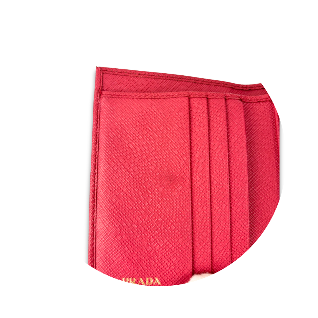 Prada Pink Saffiano Compact Kisslock Wallet