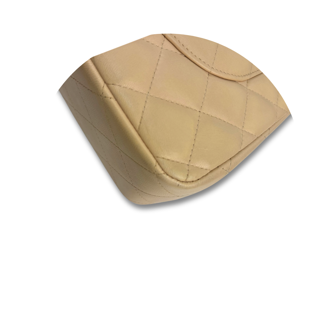 Chanel Beige Lambskin Classic Jumbo Double Flap
