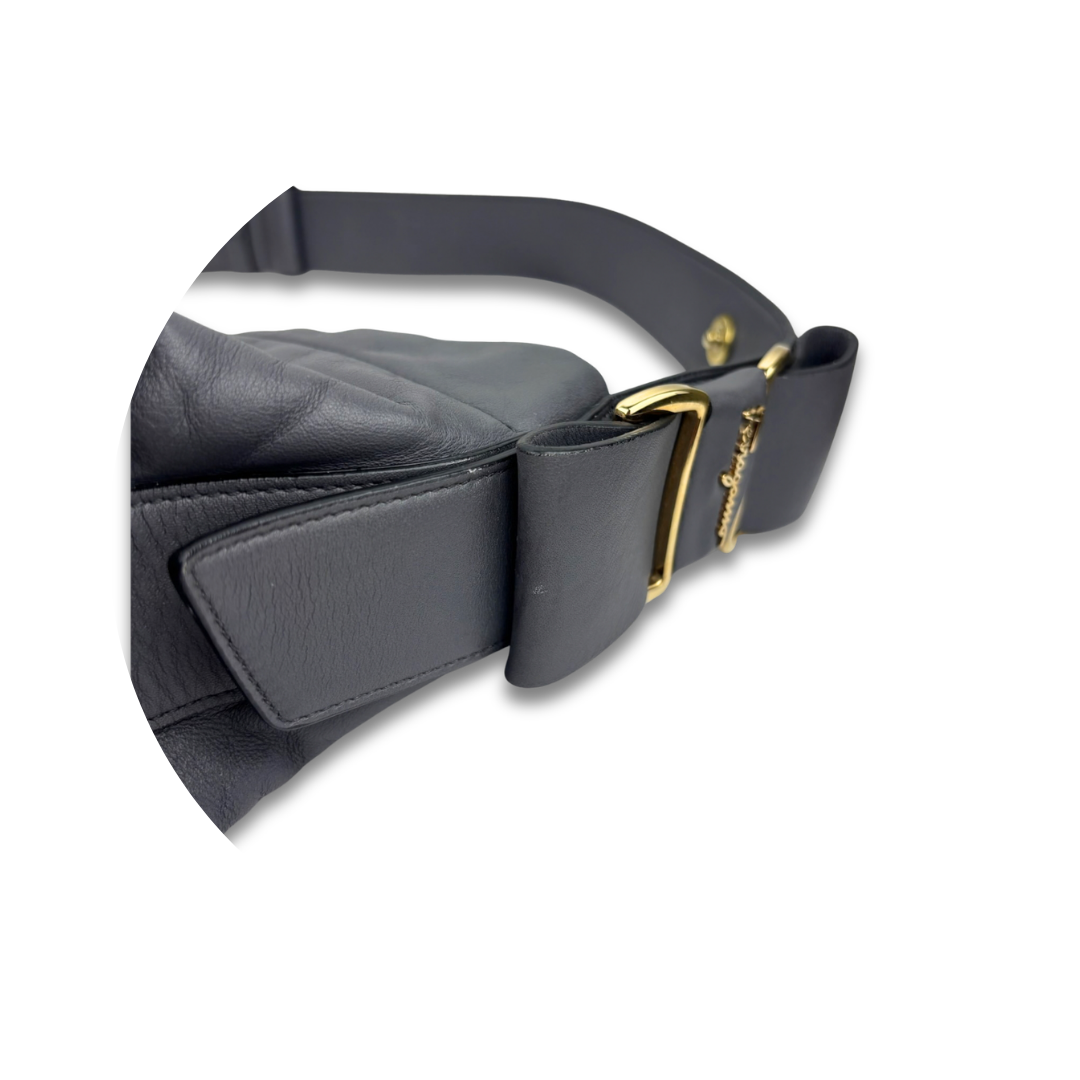 Ferragamo Grey Leather Hobo Bag