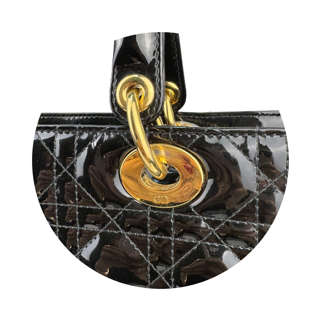 Dior Black Patent Large Lady Dior