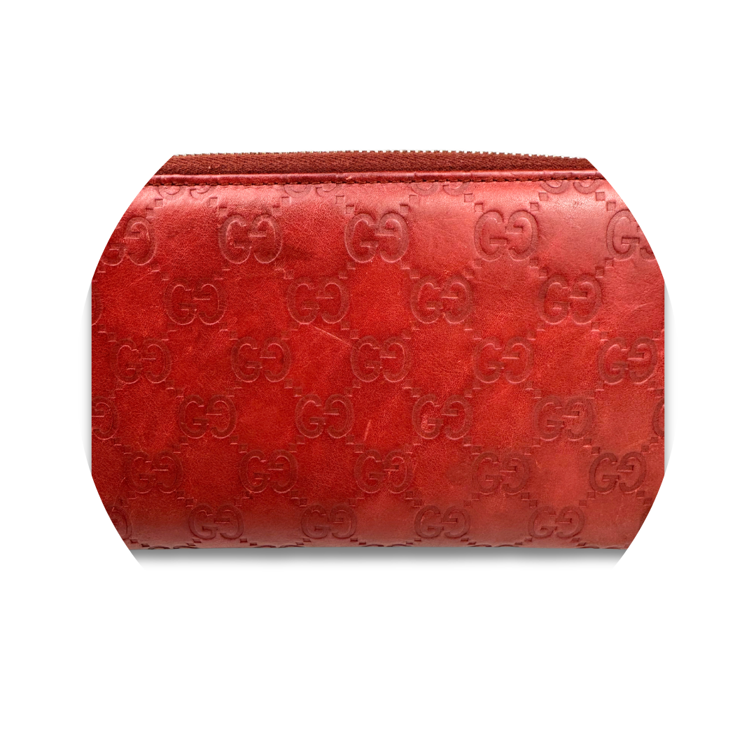 Gucci Red Guccissima Zip Around wallet