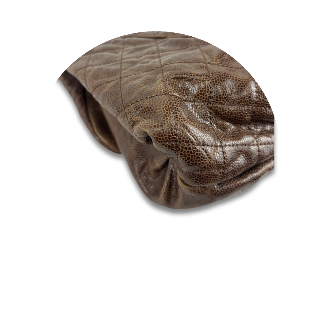 Chanel Brown Glazed Caviar Elastic Flap Bag